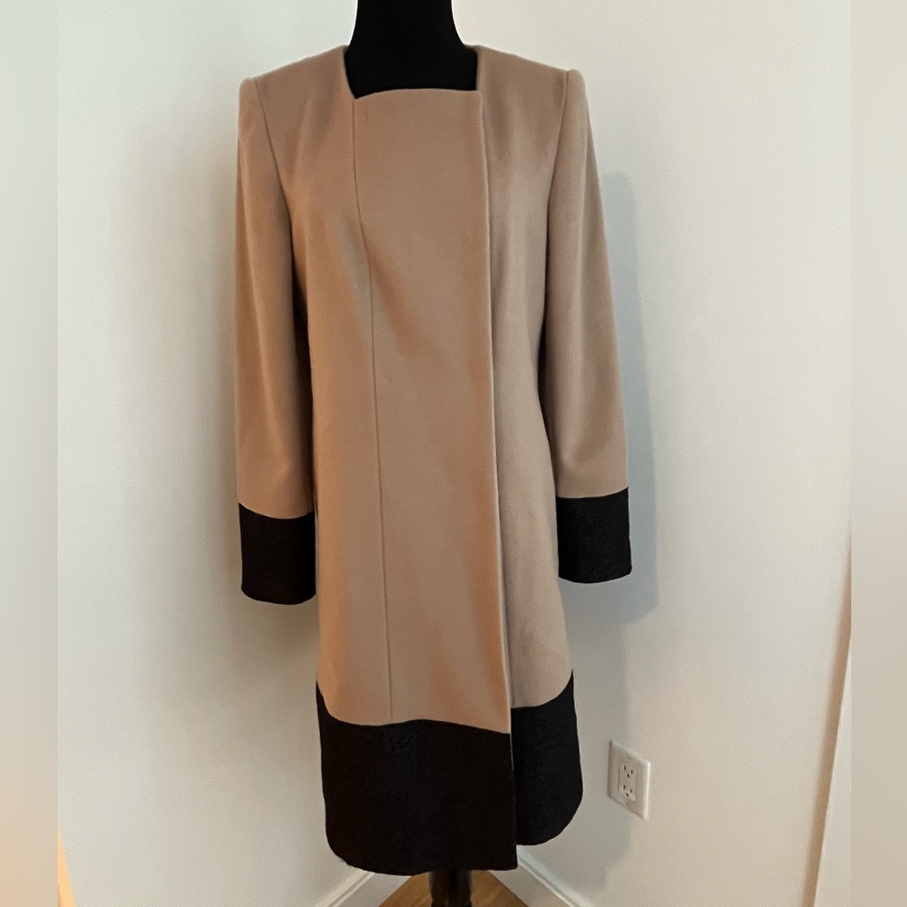 Elegant Tan and Black Women's Coat